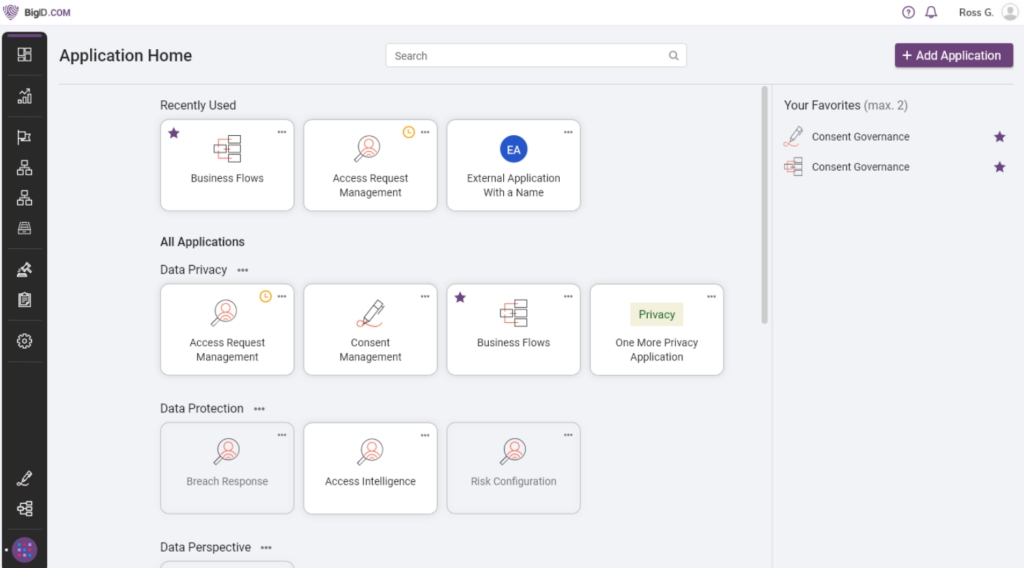 User interface: Application Home